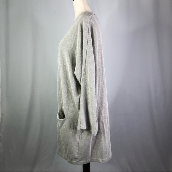 Donni open front long lightweight jersey sweater engineer stripe pockets OS - Picture 5 of 8